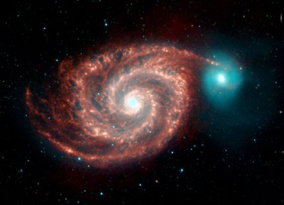 Spitzer Space Telescope infrared image of Whirlpool Galaxy by National Aeronautics and Space Administration National Aeronautics and Space Administration